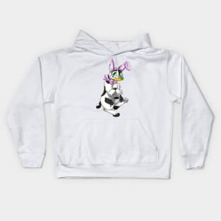 Bobtail BunnyCat: Black Bicolor Tabby (Pink) Kids Hoodie